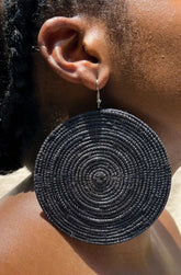 Circular Sisal Earrings (Black)